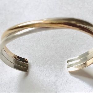 Sterling Silver And 14K Gold Filled Cuff Bangle